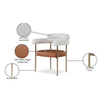 Blake Boucle Fabric And Vegan Leather Upholstered Dining Chair in Cognac