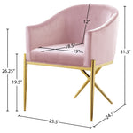 Xavier Velvet Upholstered Dining Chair (763-C) in Pink