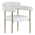 Blake Boucle Fabric And Vegan Leather Upholstered Dining Chair in Cream