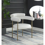 Blake Boucle Fabric And Vegan Leather Upholstered Dining Chair in Cream