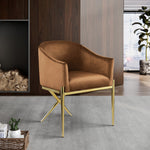 Xavier Velvet Upholstered Dining Chair (763-C) in Saddle
