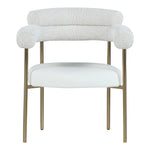 Blake Boucle Fabric And Vegan Leather Upholstered Dining Chair in Cream
