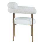 Blake Boucle Fabric And Vegan Leather Upholstered Dining Chair in Cream
