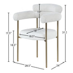 Blake Boucle Fabric And Vegan Leather Upholstered Dining Chair in Cream