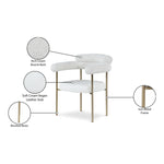 Blake Boucle Fabric And Vegan Leather Upholstered Dining Chair in Cream