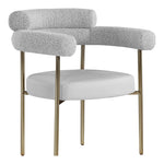 Blake Boucle Fabric And Vegan Leather Upholstered Dining Chair in Taupe