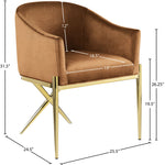 Xavier Velvet Upholstered Dining Chair (763-C) in Saddle