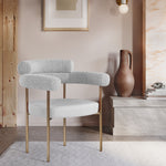 Blake Boucle Fabric And Vegan Leather Upholstered Dining Chair in Taupe