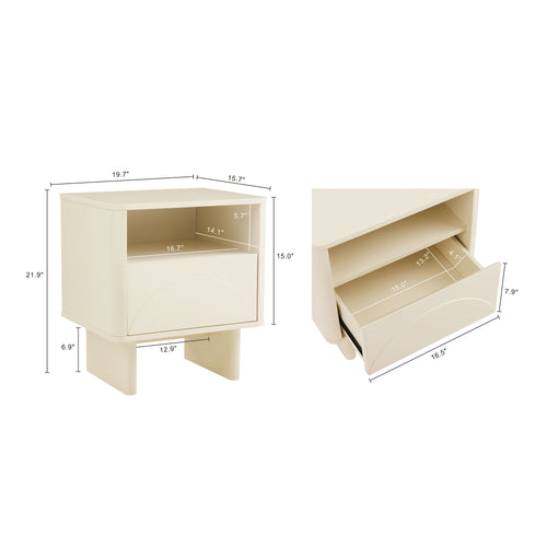 Ella 20" Nightstand (1-Drawer) in Cream
