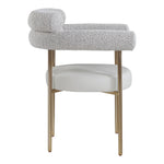 Blake Boucle Fabric And Vegan Leather Upholstered Dining Chair in Taupe