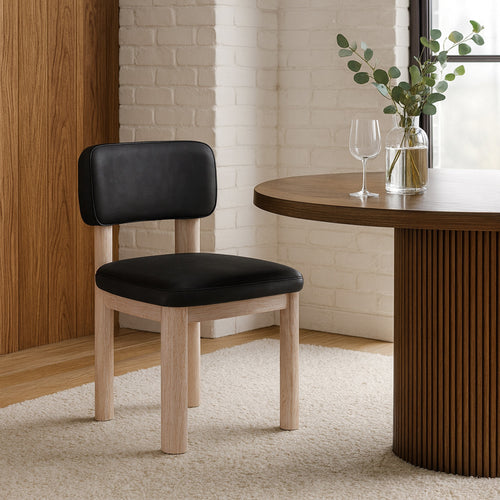 Paloma Vegan Leather Upholstered Dining Chair (88052-C) in Black