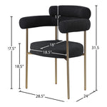 Blake Boucle Fabric Upholstered Dining Chair in Black