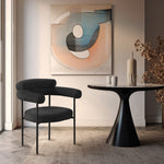Blake Boucle Fabric Upholstered Dining Chair in Black