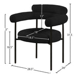 Blake Boucle Fabric Upholstered Dining Chair in Black