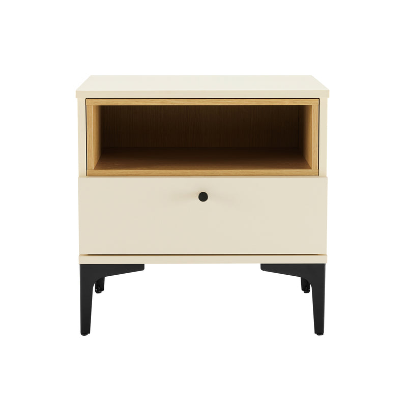 Amara 20" Nightstand (1-Drawer) in Cream and Light Oak