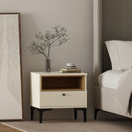 Amara 20" Nightstand (1-Drawer) in Cream and Light Oak