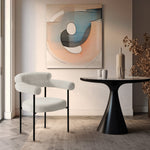 Blake Boucle Fabric Upholstered Dining Chair in Cream