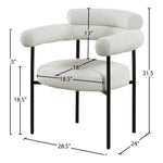 Blake Boucle Fabric Upholstered Dining Chair in Cream