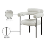 Blake Boucle Fabric Upholstered Dining Chair in Cream