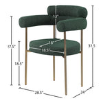 Blake Boucle Fabric Upholstered Dining Chair in Green
