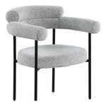 Blake Boucle Fabric Upholstered Dining Chair in Grey