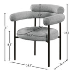 Blake Boucle Fabric Upholstered Dining Chair in Grey