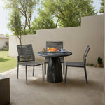 Cosenza 36" Marble Finish Concrete Indoor / Outdoor Dining Table in Black