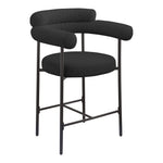 Blake Boucle Fabric Upholstered Counter Stool in Black