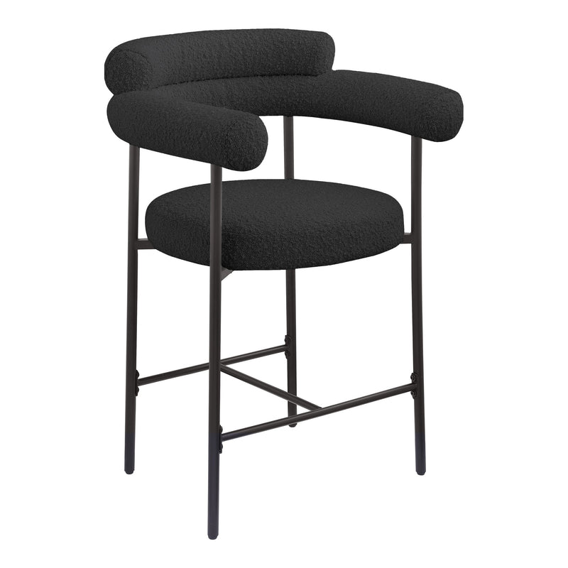 Blake Boucle Fabric Upholstered Counter Stool in Black
