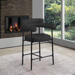 Blake Boucle Fabric Upholstered Counter Stool in Black