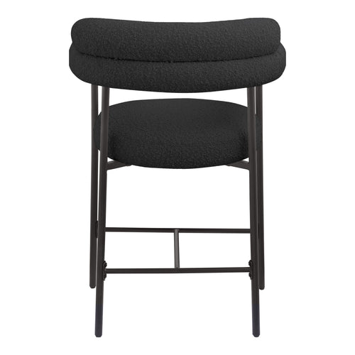 Blake Boucle Fabric Upholstered Counter Stool in Black