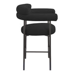 Blake Boucle Fabric Upholstered Counter Stool in Black