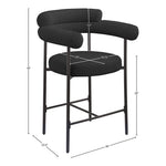 Blake Boucle Fabric Upholstered Counter Stool in Black