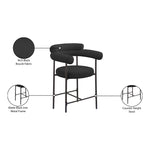 Blake Boucle Fabric Upholstered Counter Stool in Black