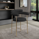 Blake Boucle Fabric Upholstered Counter Stool in Black