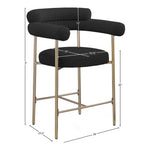 Blake Boucle Fabric Upholstered Counter Stool in Black