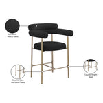 Blake Boucle Fabric Upholstered Counter Stool in Black