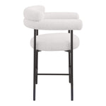 Blake Boucle Fabric Upholstered Counter Stool in Cream