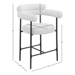 Blake Boucle Fabric Upholstered Counter Stool in Cream