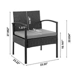 Noli 4-Piece Conversation Set in Black and Gray