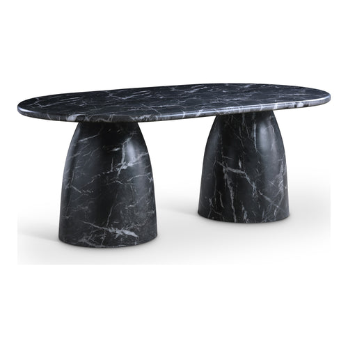 Cosenza 78" Marble Finish Concrete Indoor / Outdoor Dining Table (3 Boxes) in Black
