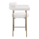 Blake Boucle Fabric Upholstered Counter Stool in Cream