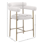 Blake Boucle Fabric Upholstered Counter Stool in Cream