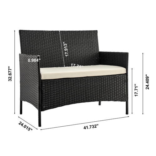 Imperia 4-Piece Conversation Set in Black and Cream