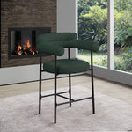 Blake Boucle Fabric Upholstered Counter Stool in Green