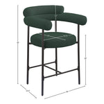 Blake Boucle Fabric Upholstered Counter Stool in Green