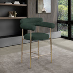 Blake Boucle Fabric Upholstered Counter Stool in Green