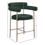 Blake Boucle Fabric Upholstered Counter Stool in Green