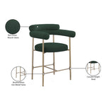 Blake Boucle Fabric Upholstered Counter Stool in Green