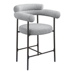 Blake Boucle Fabric Upholstered Counter Stool in Grey
